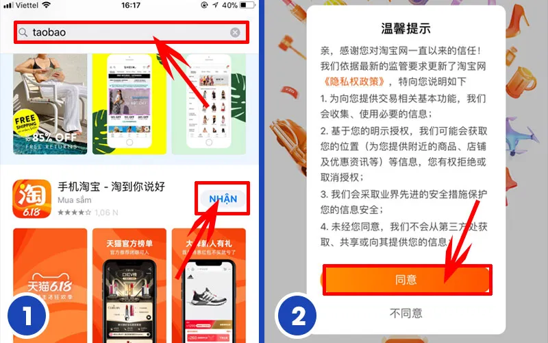 Đặt hàng taobao bằng cách sử dụng app order Taobao trên điện thoại