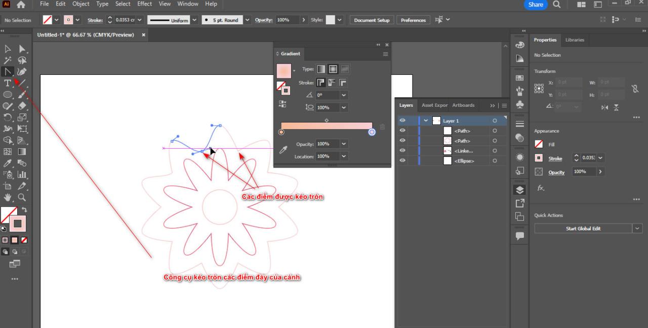 Cách tạo bông hoa trong illustrator