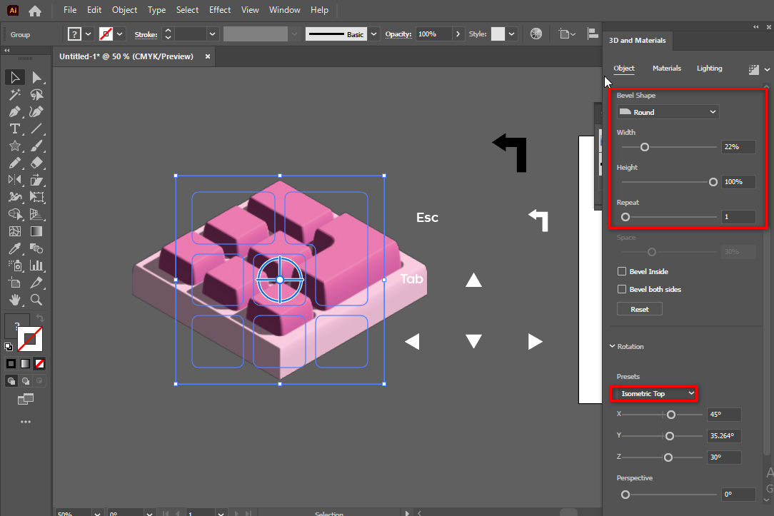 Cách tạo bàn phim 3D trong illustrator