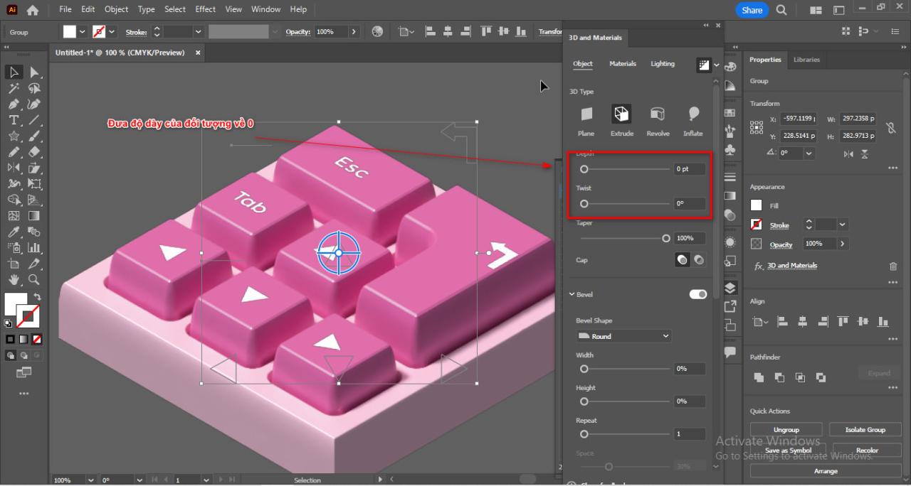 Cách tạo bàn phim 3D trong illustrator