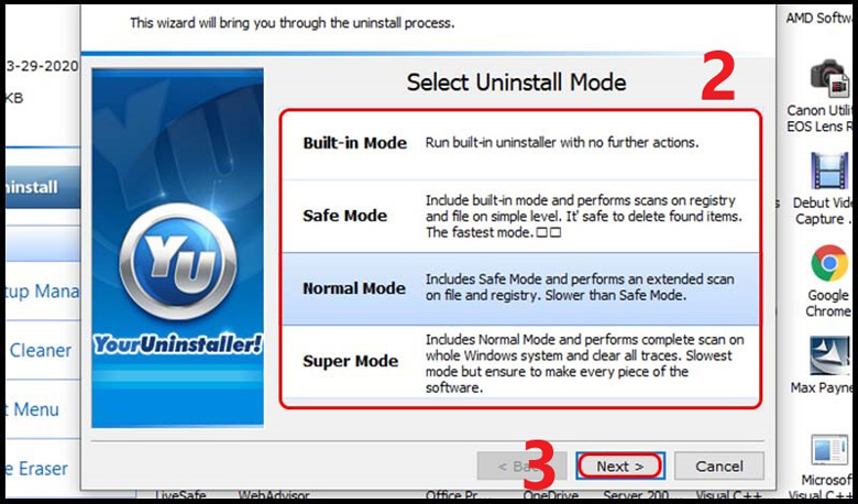 Your Uninstaller phần mềm giúp bạn cách xóa ứng dụng trên laptop và chọn các chế độ xóa mong muốn